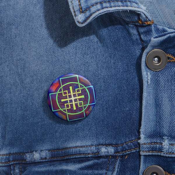 Blue Swedenborg Cross Button