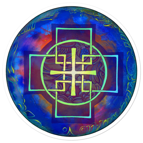 Blue Swedenborg cross sticker